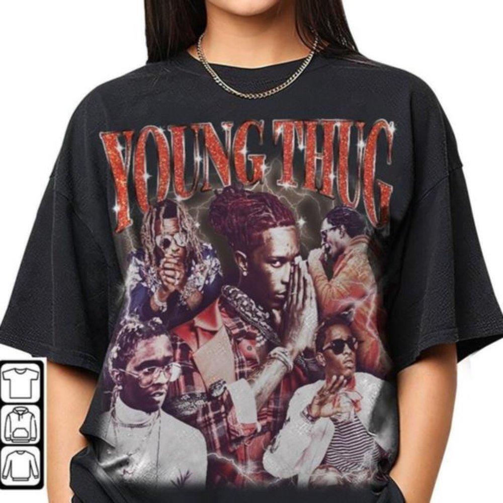 Young Thug Logo Barter 6 Jeffery Hits Tour Bad Boy Retro Graphic Fan T-Shirt